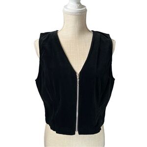 Karen Kane USA Black with Gold Full Zipper Sleeveless 100% Cotton Women Large